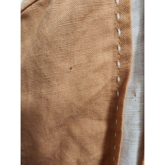 Linen & Rayon Cubavera Men 2XL Peach Color Embroidery Short Sleeve Button Shirt - Picture 4 of 10